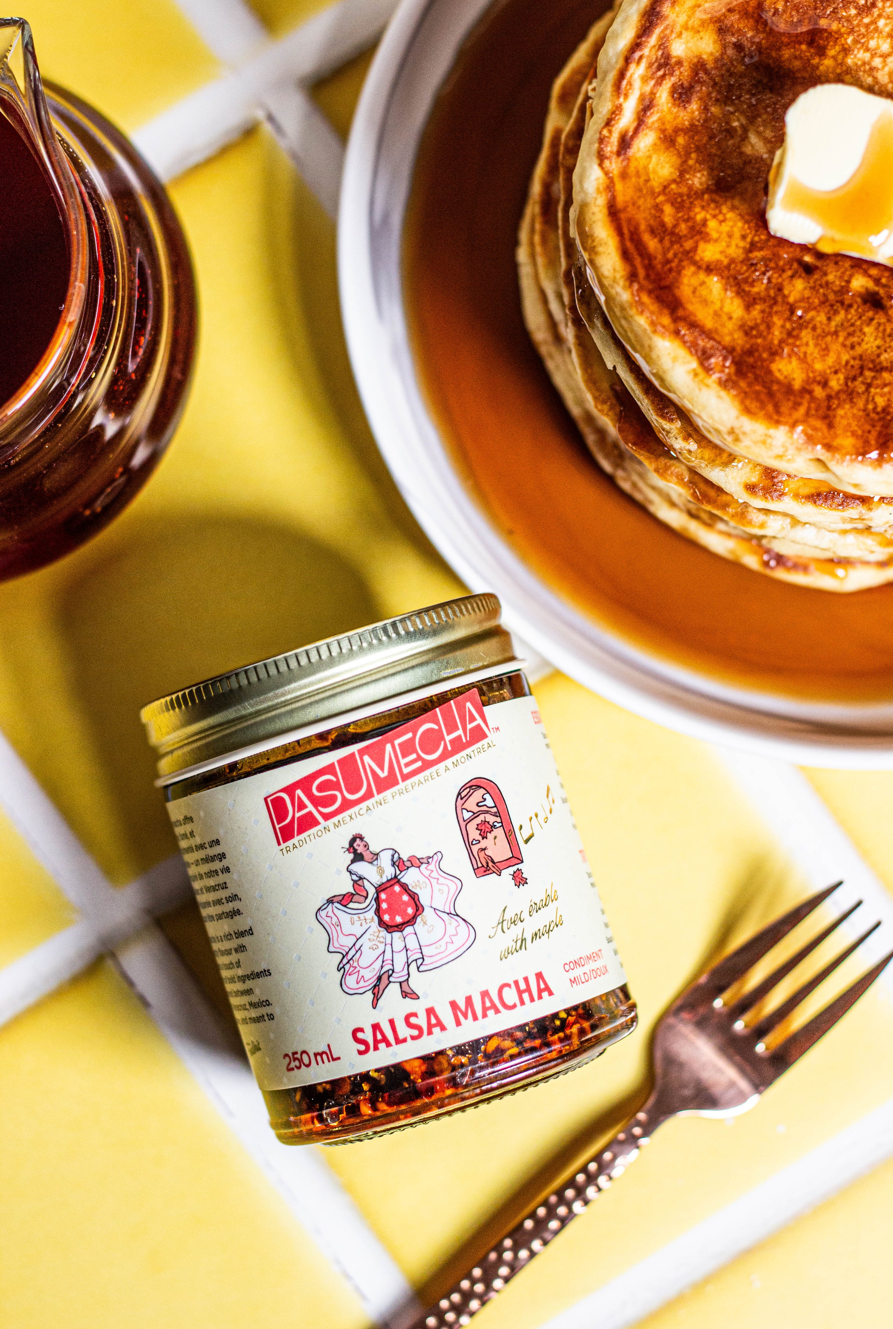 Salsa macha à l'érable avec crêpe